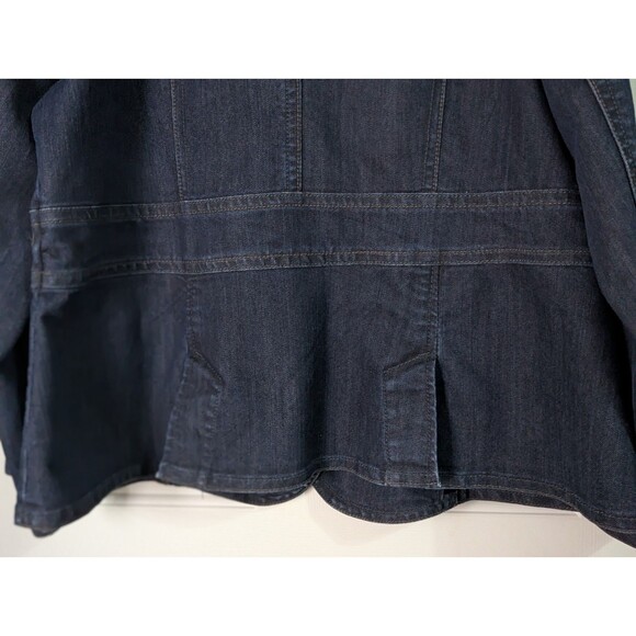 Venezia Denim Blazer Jacket Womens Plus 18 20 Blue Dark Wash Embroidered Pockets - Picture 8 of 9